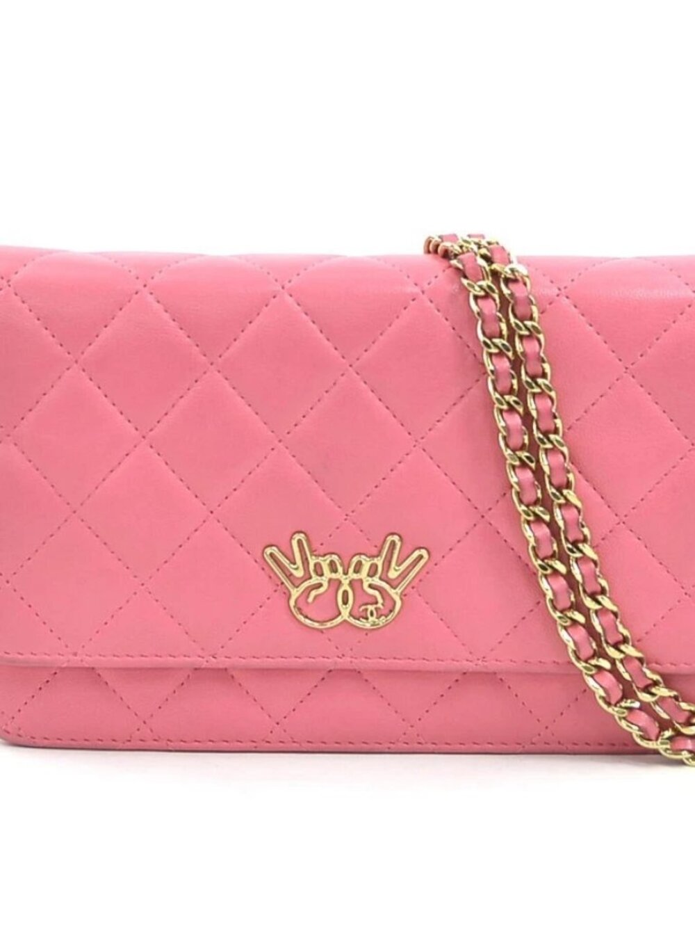 CHANEL Chain Wallet Crossvody Bag Pink/Gold Lambskin/Metal
